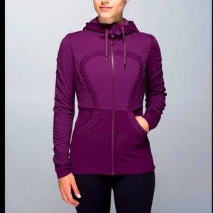 Lululemon Dance Studio Jacket. Size 4. Plum color. Reversible, lined, with hood.